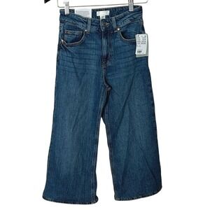 H&M Wide Leg High Waist Cropped‎ Jeans Sz 2 NWT 21" Inseam Classic Denim